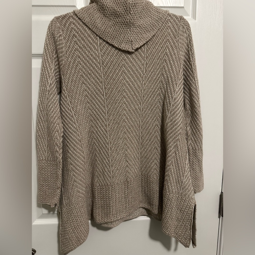 JEANNE PIERRE Taupe Knit Cowl Neck Sweater